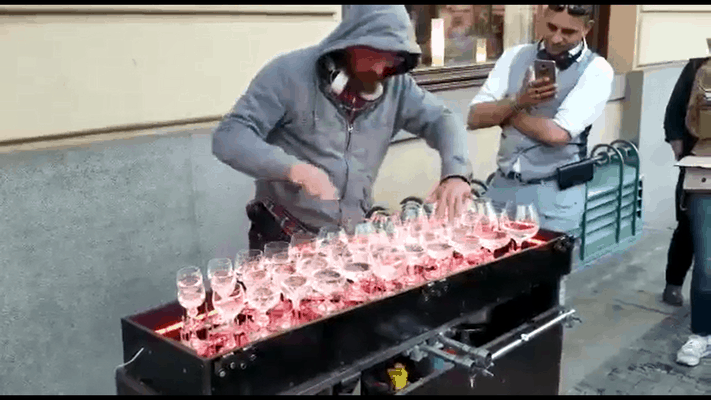Petr Spatina Street Musician Playing Water Glasses (Glass Harp)